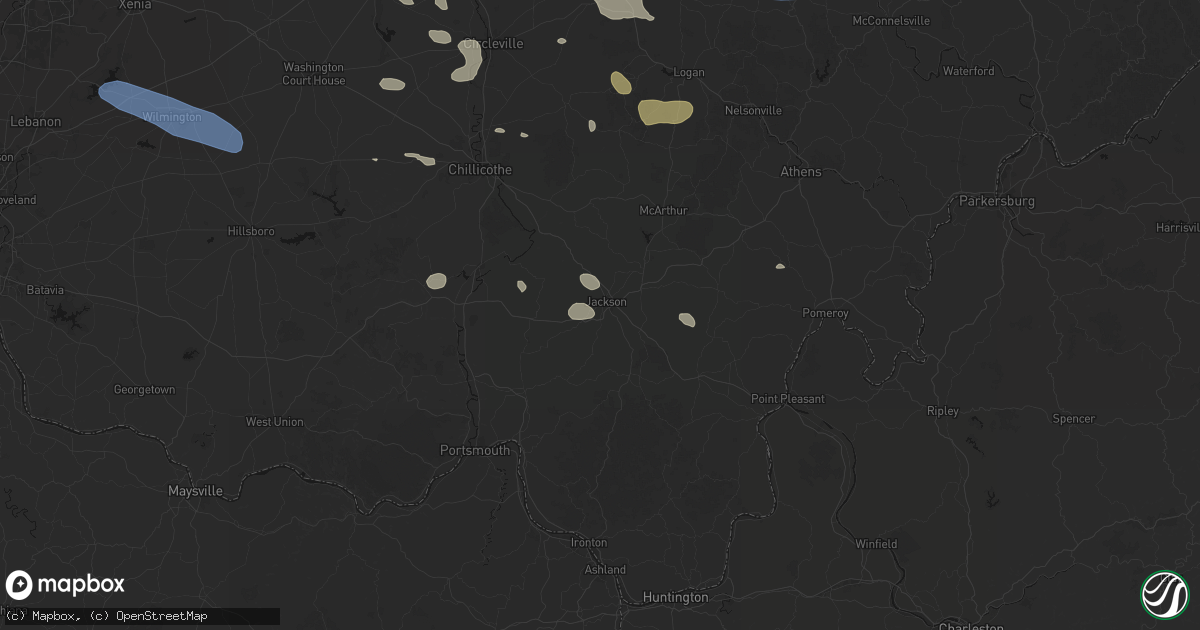 Hail map in Jackson, OH on August 11, 2026