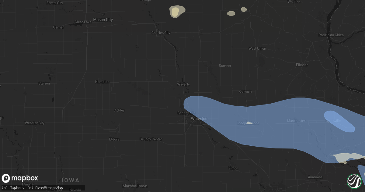 Hail map in Janesville, IA on August 11, 2026
