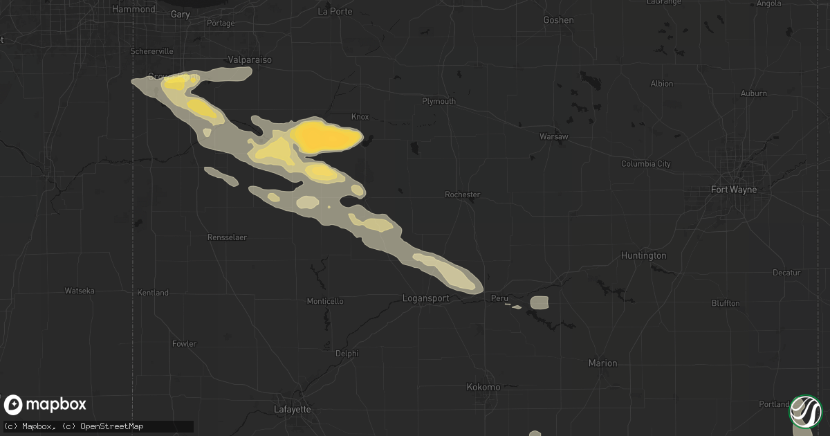 Hail map in Kewanna, IN on August 11, 2026