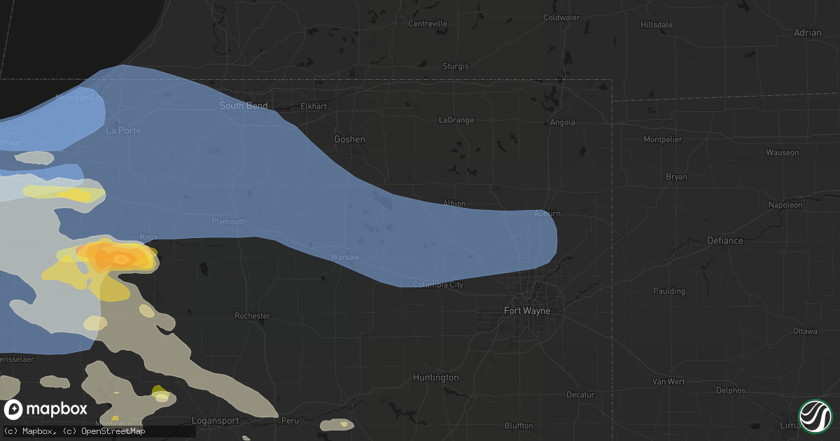 Hail map in Kimmell, IN on August 11, 2026
