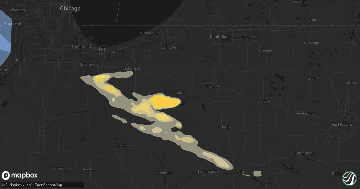 Hail map in Knox, IN on August 11, 2026