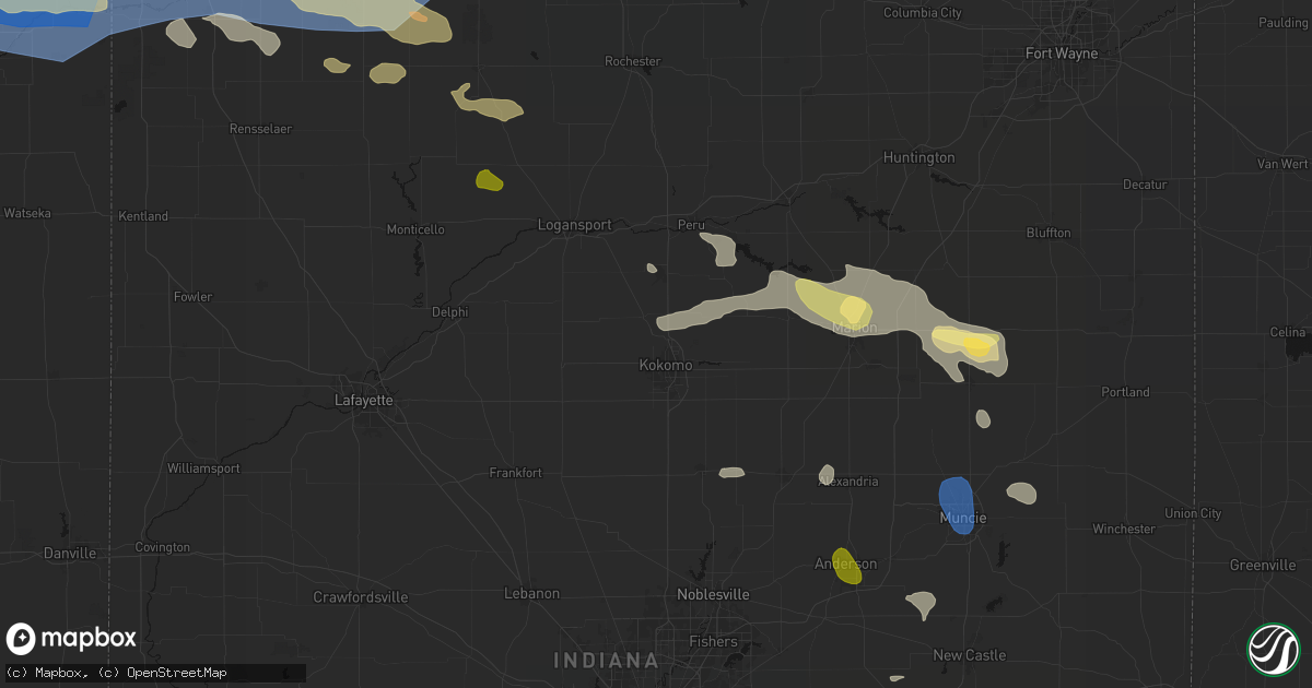 Hail map in Kokomo, IN on August 11, 2026