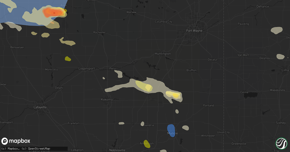 Hail map in La Fontaine, IN on August 11, 2026