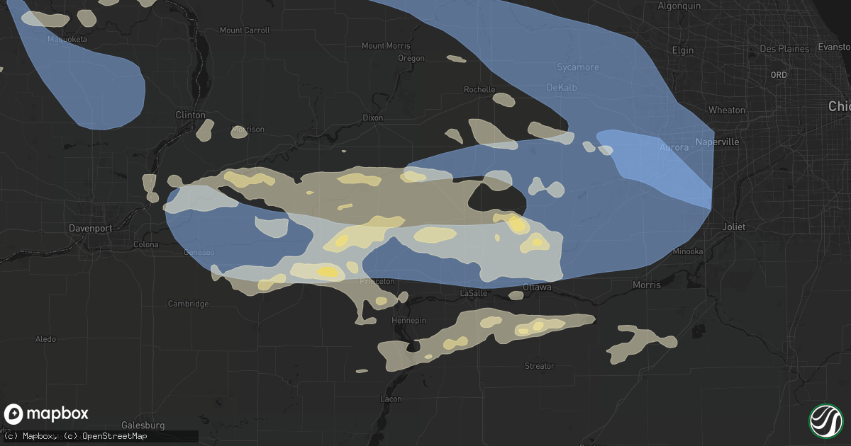 Hail map in La Moille, IL on August 11, 2026