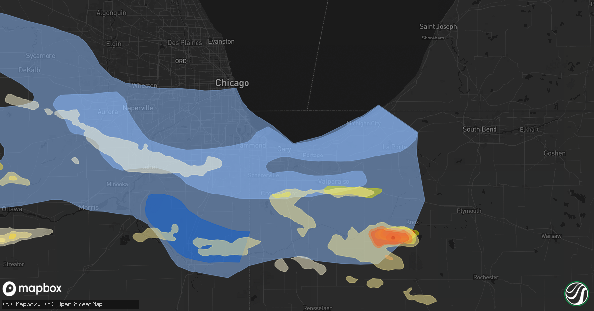 Hail map in Lake Station, IN on August 11, 2026