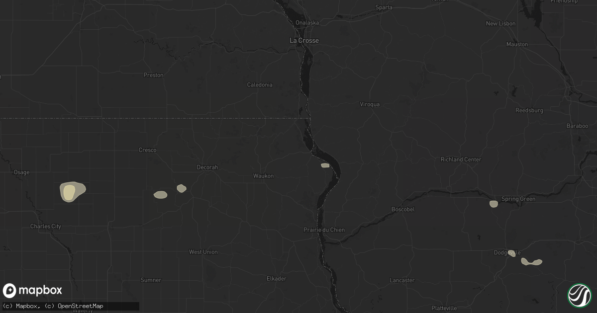 Hail map in Lansing, IA on August 11, 2026