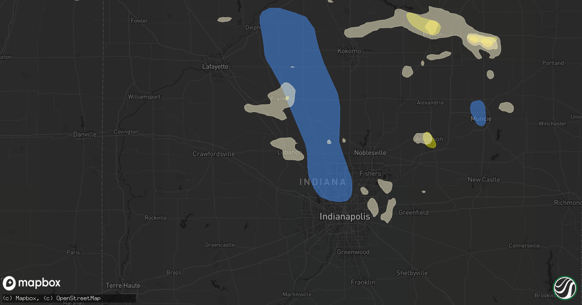Hail map in Lebanon, IN on August 11, 2026