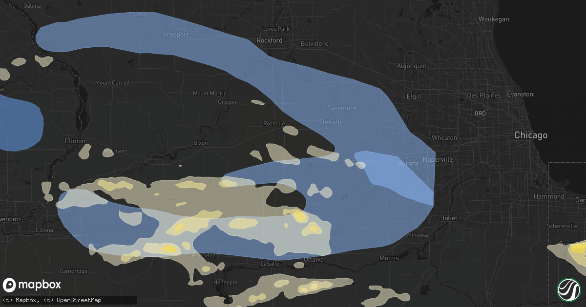 Hail map in Lee, IL on August 11, 2026