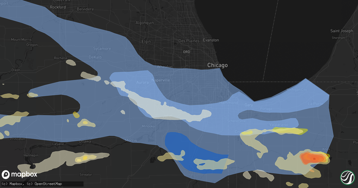 Hail map in Lemont, IL on August 11, 2026