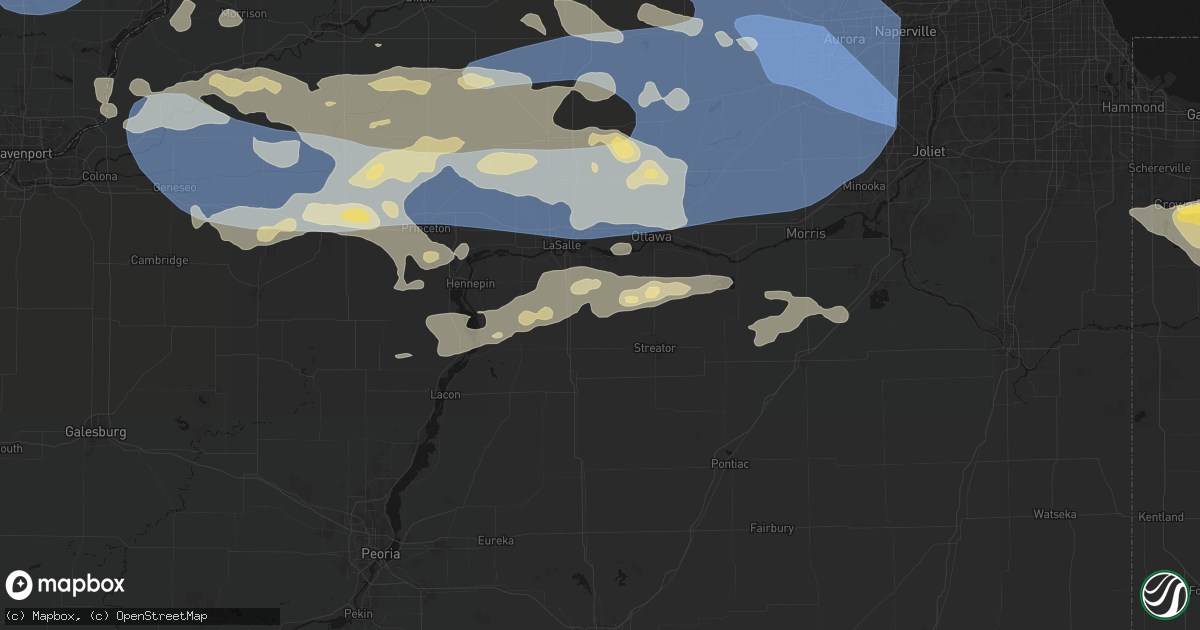Hail map in Leonore, IL on August 11, 2026
