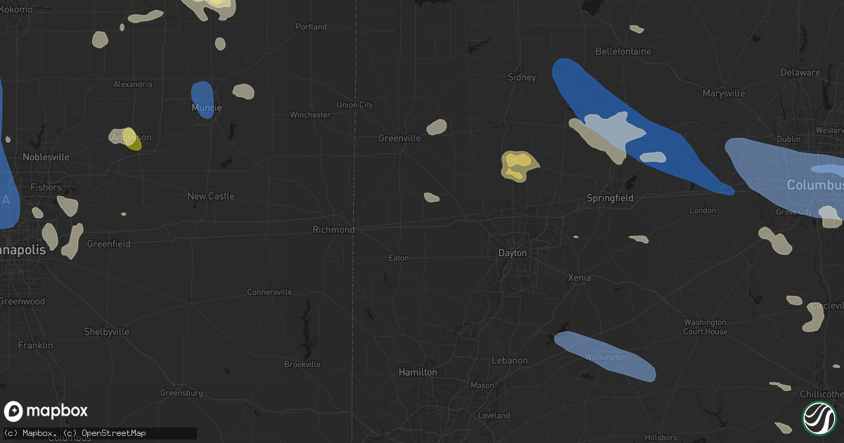 Hail map in Lewisburg, OH on August 11, 2026