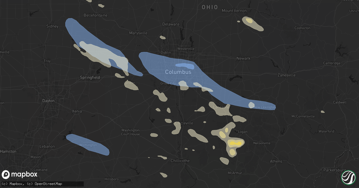 Hail map in Lockbourne, OH on August 11, 2026