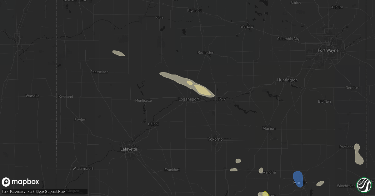 Hail map in Logansport, IN on August 11, 2026