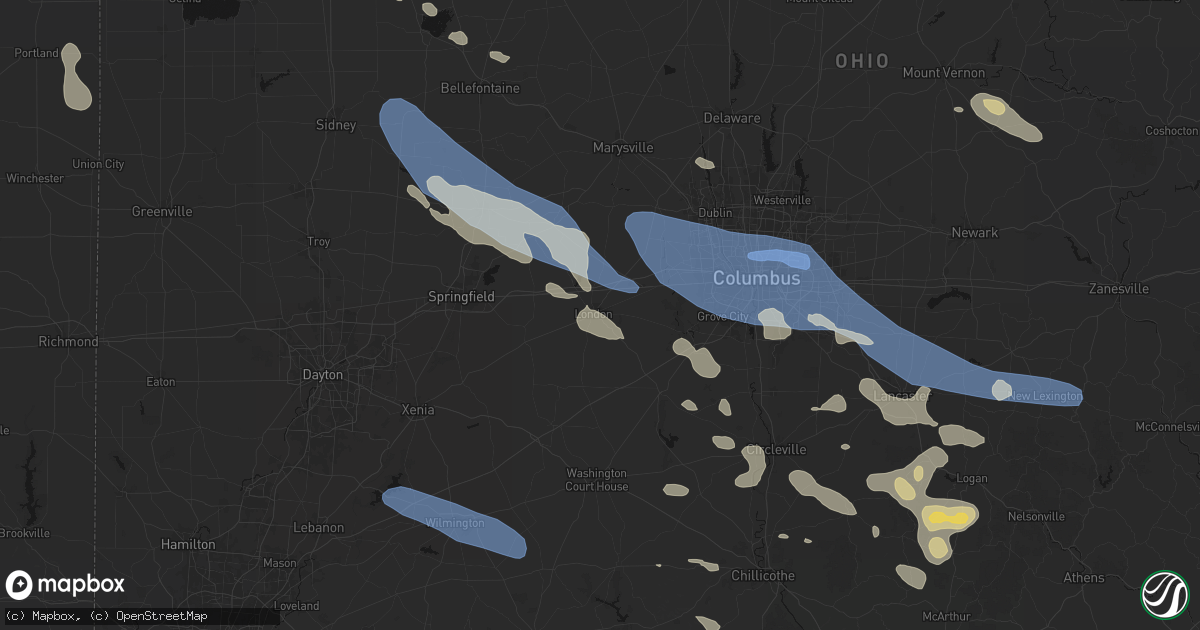 Hail map in London, OH on August 11, 2026