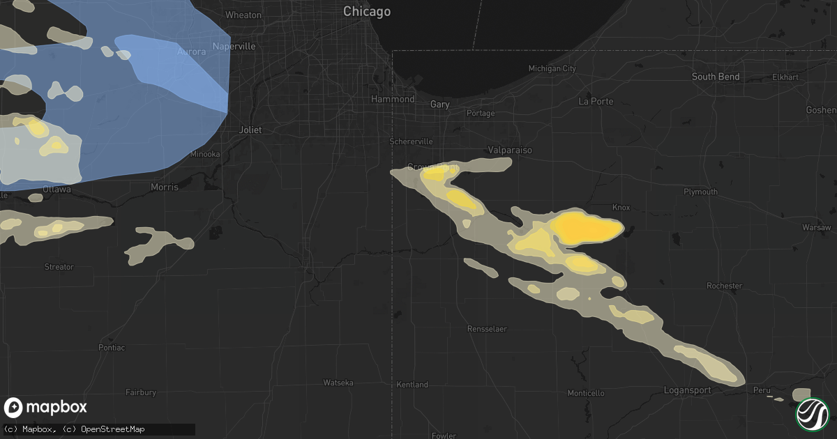 Hail map in Lowell, IN on August 11, 2026