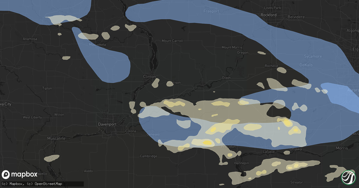 Hail map in Lyndon, IL on August 11, 2026