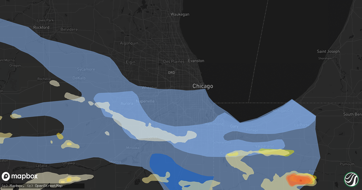 Hail map in Lyons, IL on August 11, 2026