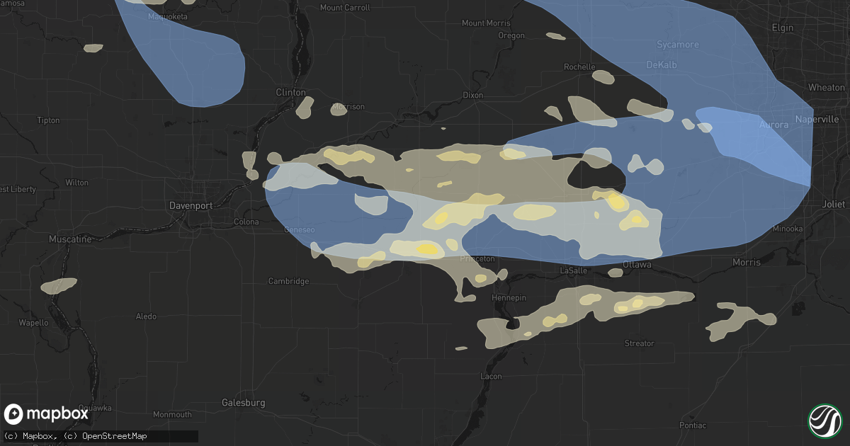 Hail map in Manlius, IL on August 11, 2026