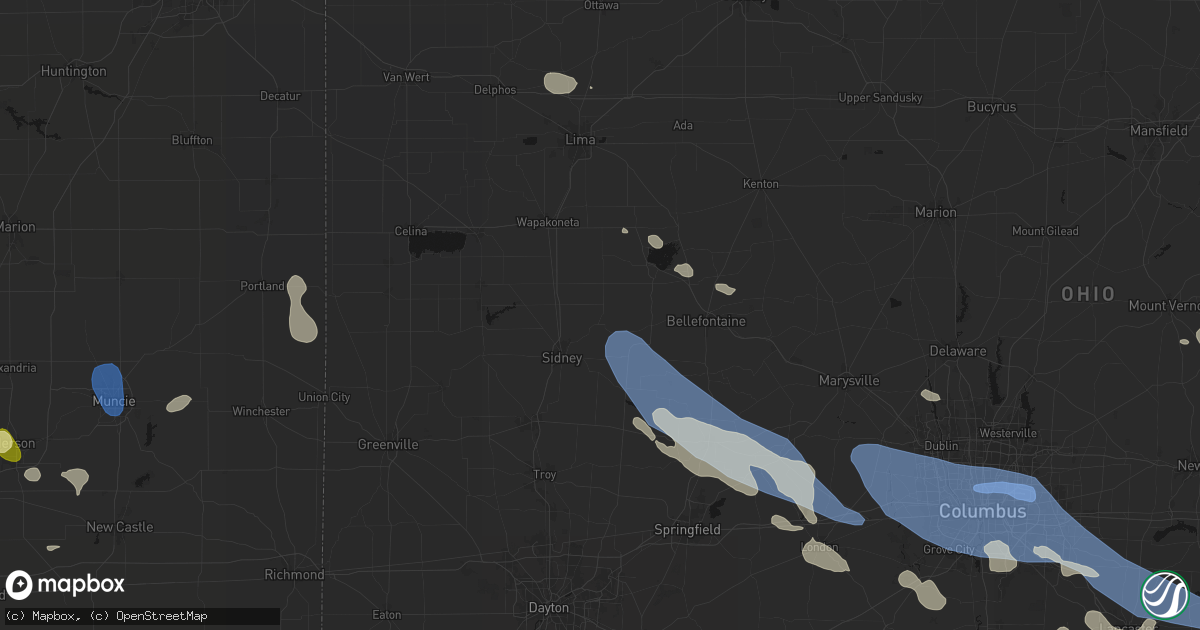 Hail map in Maplewood, OH on August 11, 2026