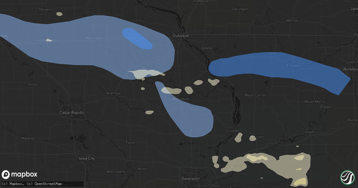 Hail map in Maquoketa, IA on August 11, 2026