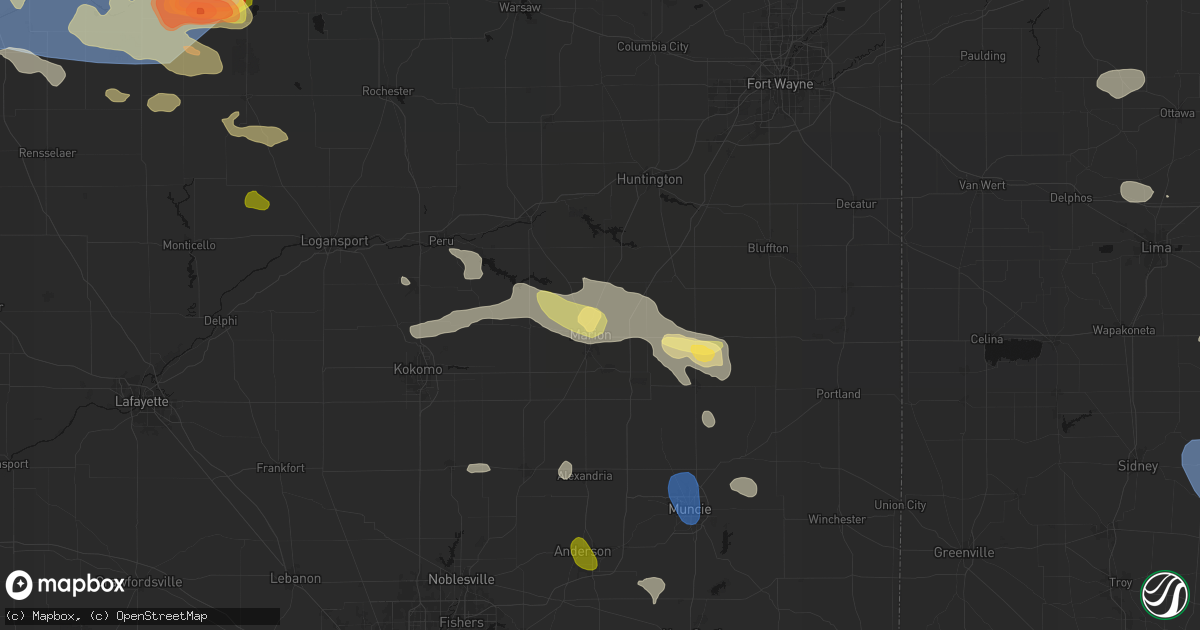 Hail map in Marion, IN on August 11, 2026