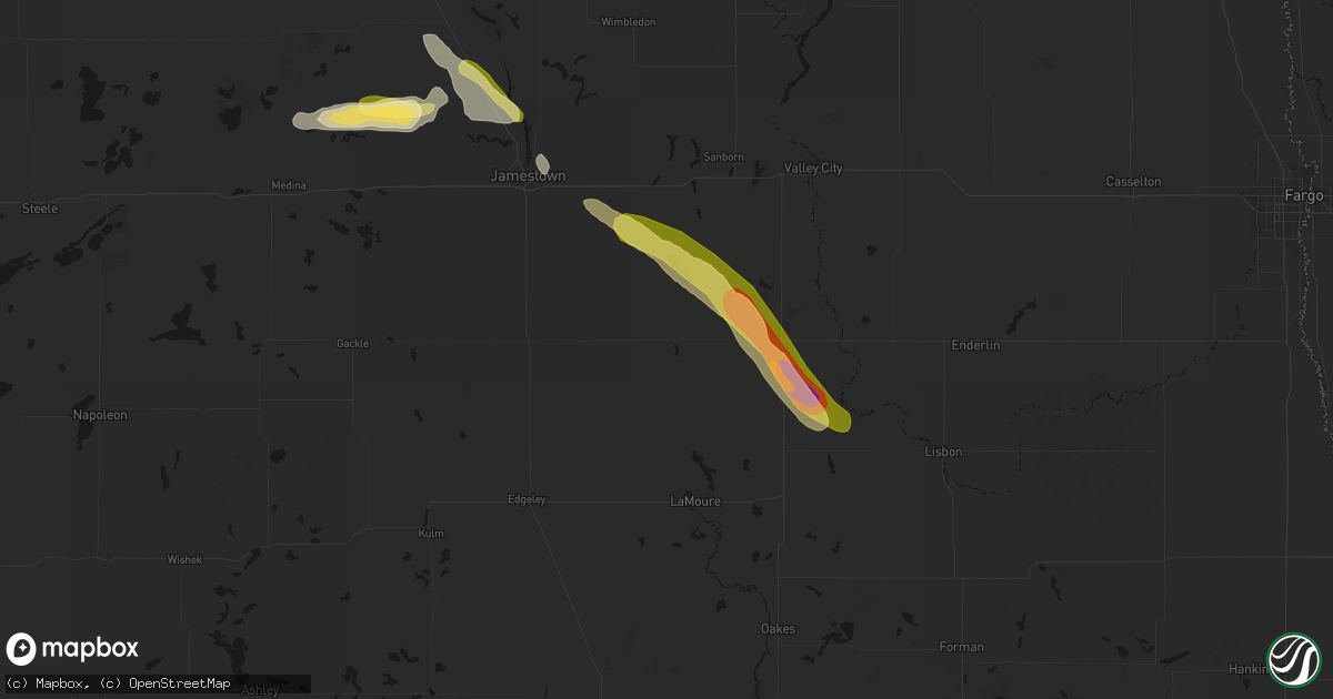 Hail map in Marion, ND on August 11, 2026