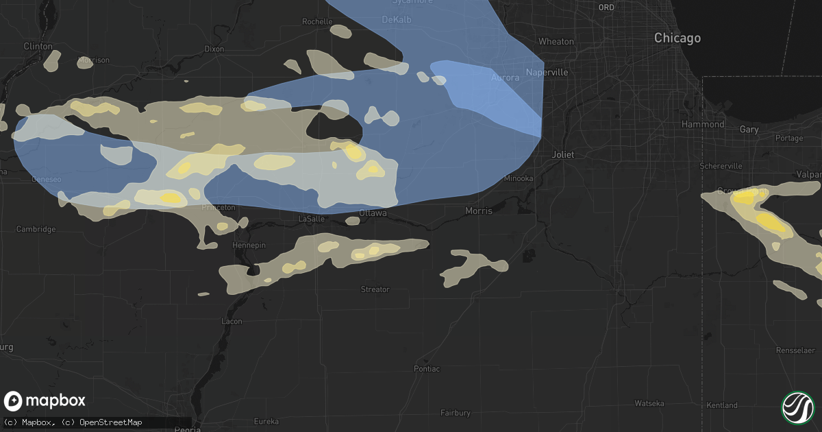 Hail map in Marseilles, IL on August 11, 2026