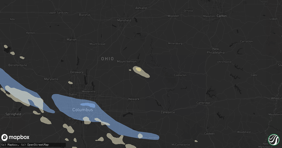 Hail map in Martinsburg, OH on August 11, 2026