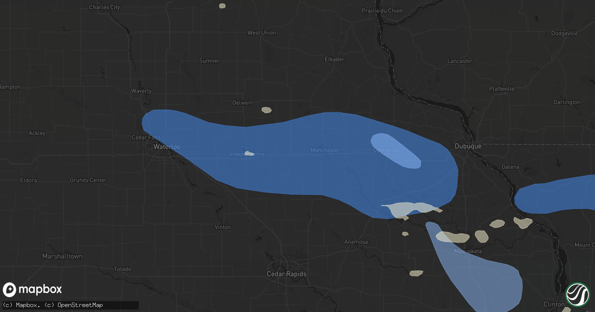 Hail map in Masonville, IA on August 11, 2026
