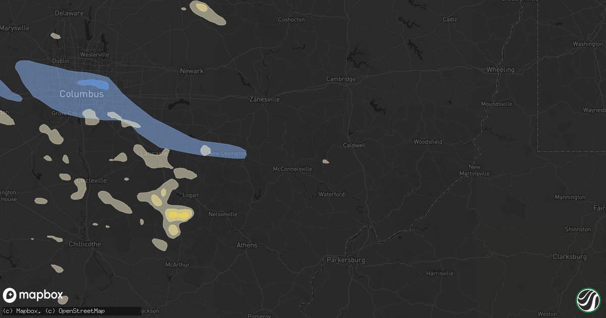 Hail map in Mcconnelsville, OH on August 11, 2026
