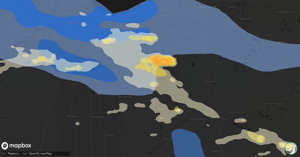 Hail map in Medaryville, IN on August 11, 2026