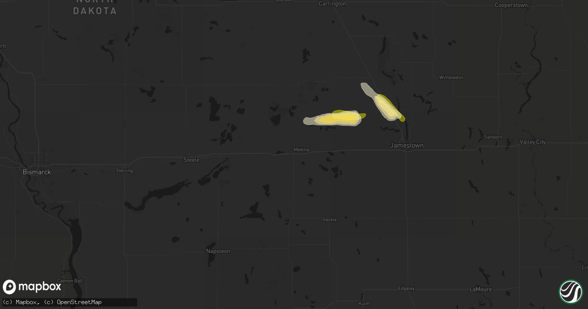 Hail map in Medina, ND on August 11, 2026