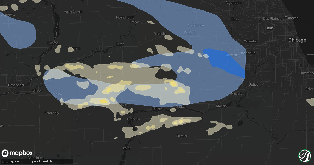Hail map in Mendota, IL on August 11, 2026