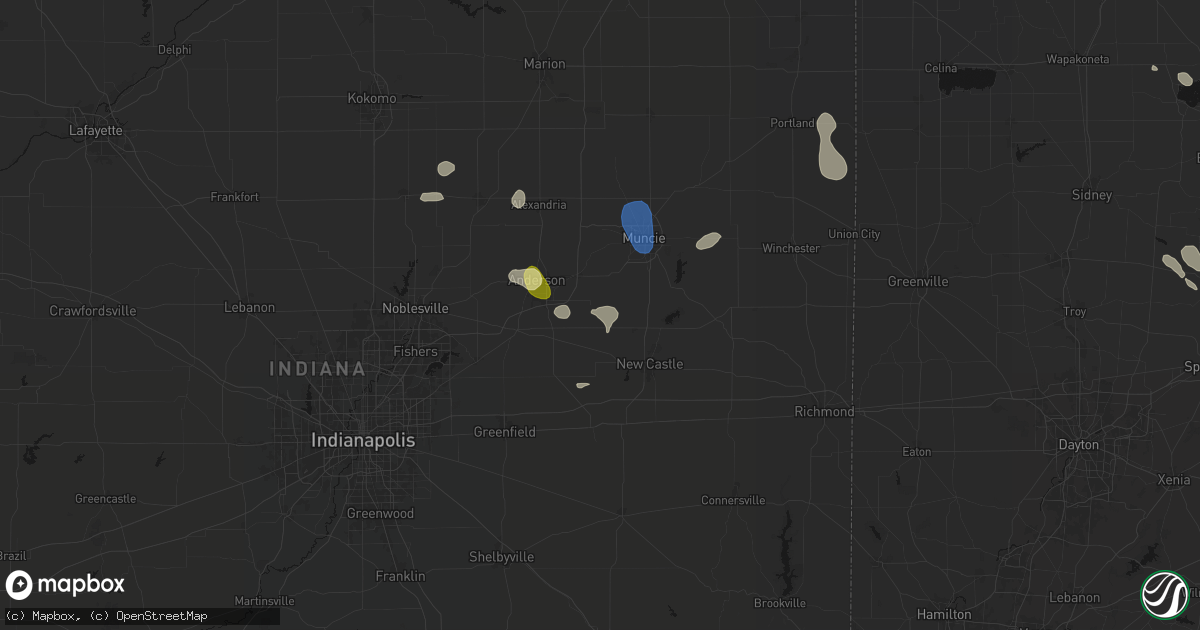 Hail map in Middletown, IN on August 11, 2026