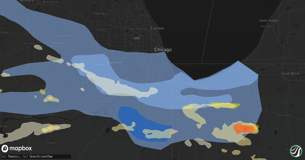 Hail map in Midlothian, IL on August 11, 2026