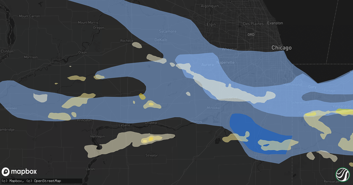 Hail map in Millington, IL on August 11, 2026