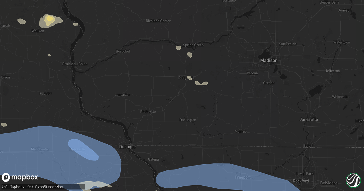 Hail map in Mineral Point, WI on August 11, 2026