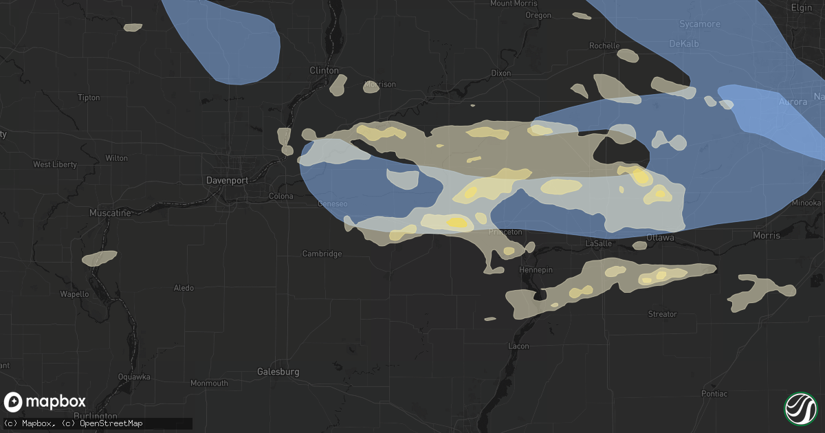 Hail map in Mineral, IL on August 11, 2026