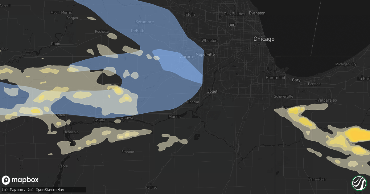 Hail map in Minooka, IL on August 11, 2026