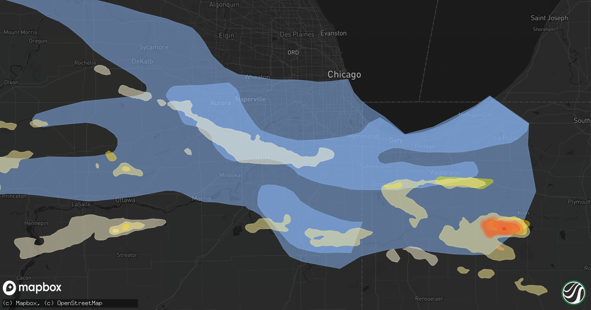 Hail map in Mokena, IL on August 11, 2026