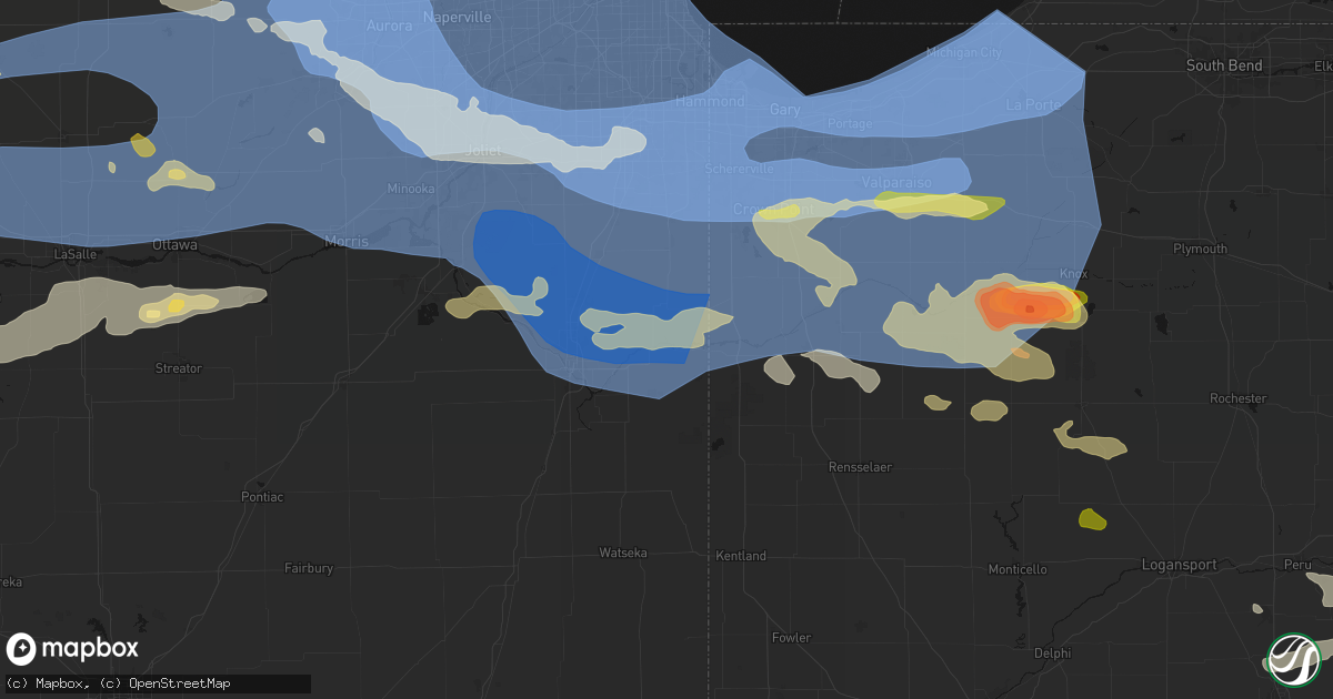 Hail map in Momence, IL on August 11, 2026