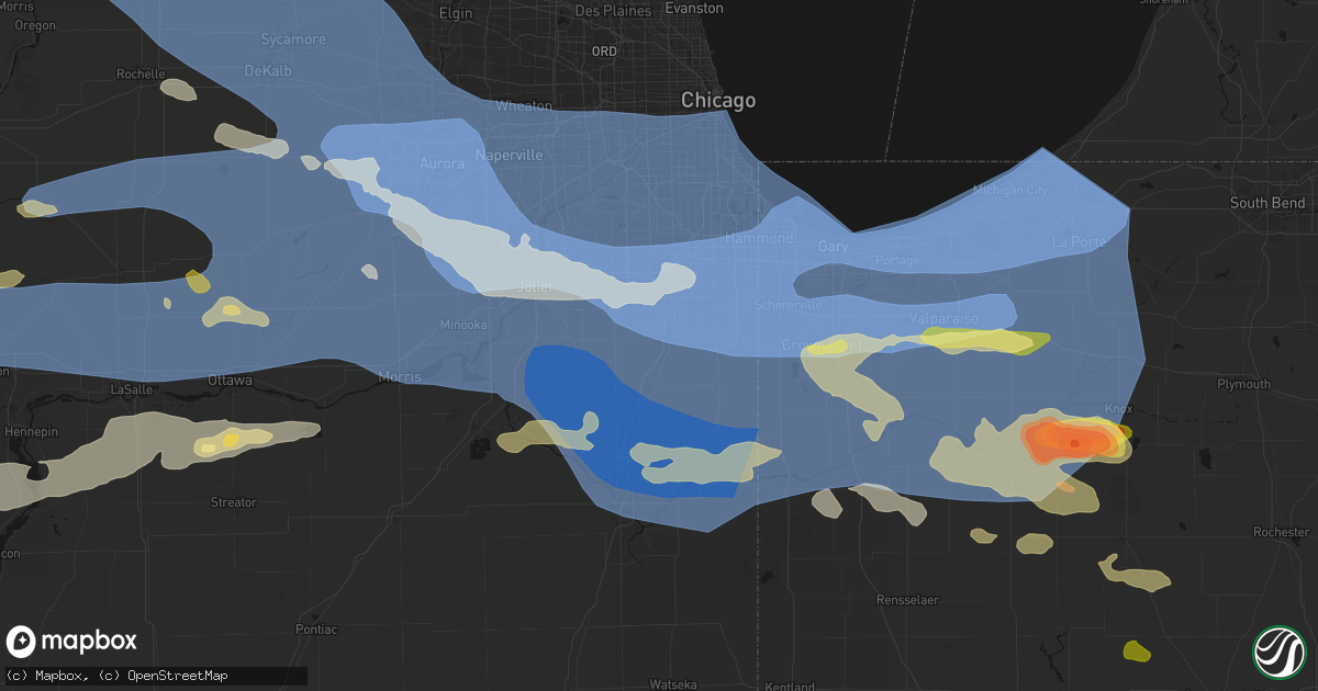 Hail map in Monee, IL on August 11, 2026