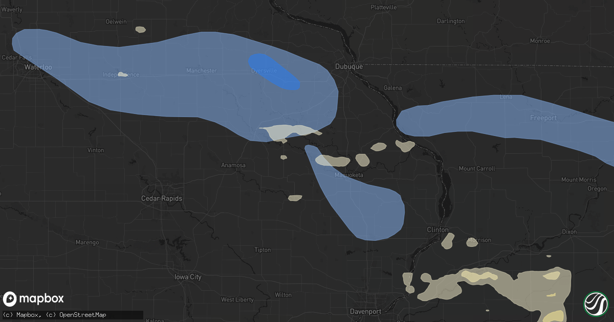Hail map in Monmouth, IA on August 11, 2026