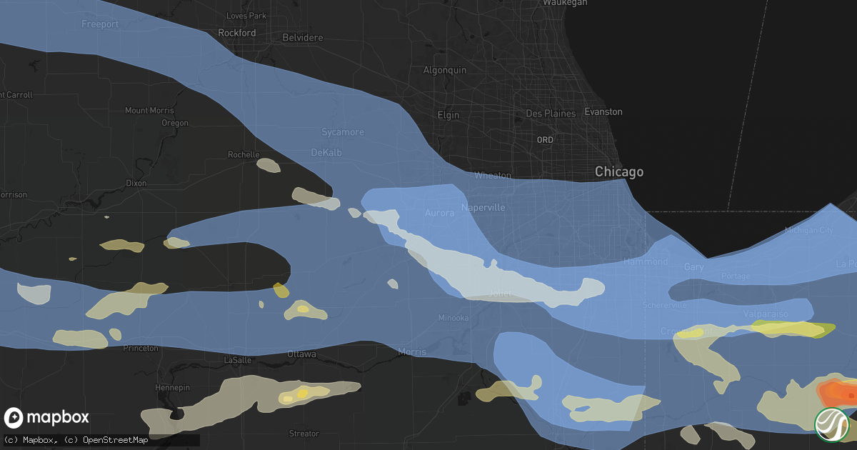 Hail map in Montgomery, IL on August 11, 2026