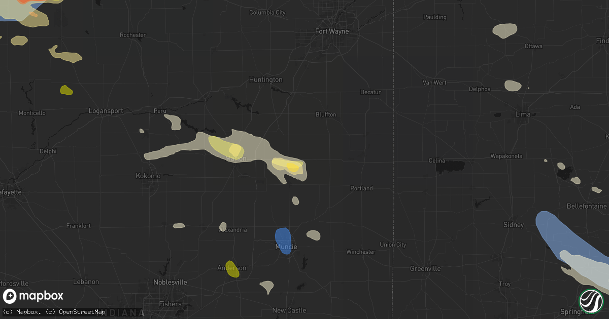 Hail map in Montpelier, IN on August 11, 2026