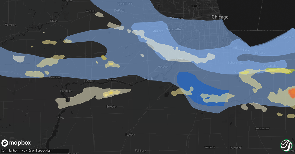 Hail map in Morris, IL on August 11, 2026