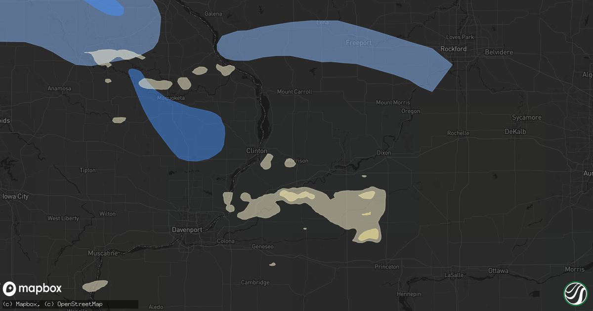 Hail map in Morrison, IL on August 11, 2026
