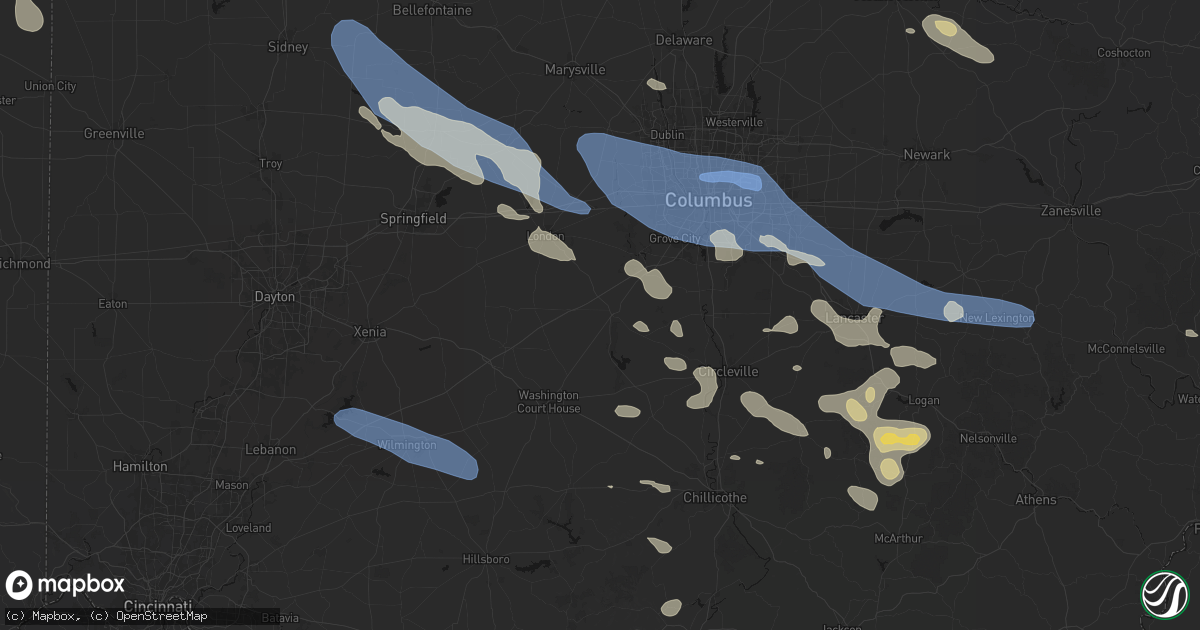 Hail map in Mount Sterling, OH on August 11, 2026
