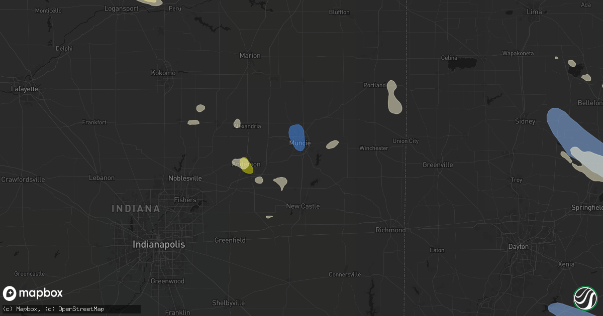 Hail map in Muncie, IN on August 11, 2026