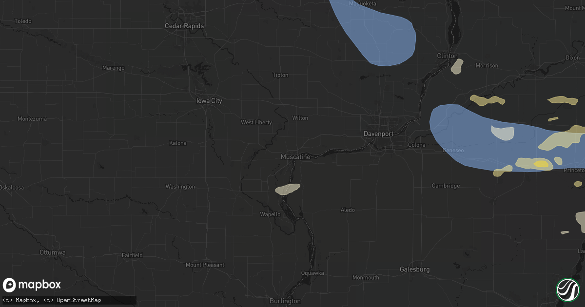 Hail map in Muscatine, IA on August 11, 2026